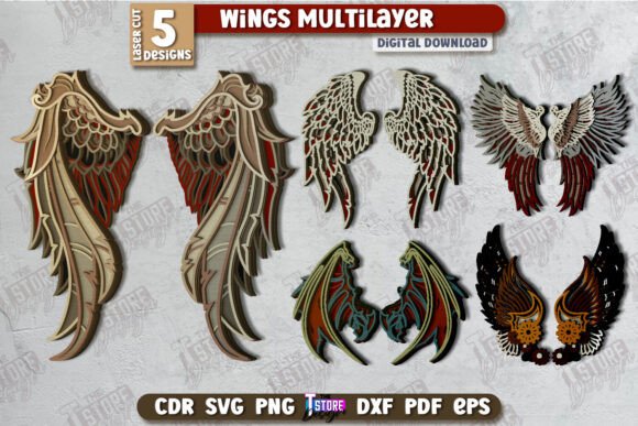 Angel Wings Multilayer Laser Cut Bundle