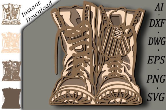 Army Boots Multilayer Svg/Paper Cut