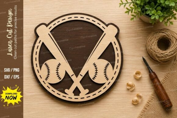 Baseball Bats Circle Laser Cut SVG Desig