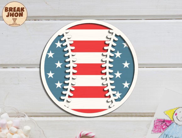 Baseball USA Map American Flag Sign Svg