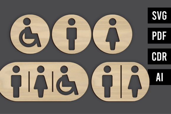 Bathroom SVG Bundle – Toilet Door Signs