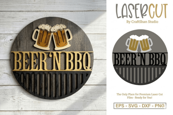 Beer and BBQ Round Wooden Wall Sign: A Rustic Design Essential