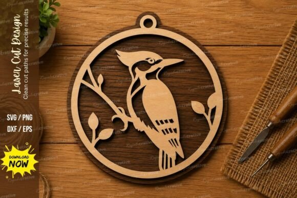 Bird Ornament SVG | Nature Circle Laser