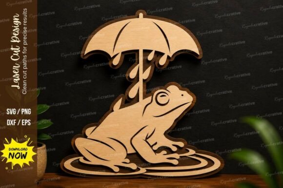 Charming Frog Umbrella Laser Cut SVG Design for Crafts