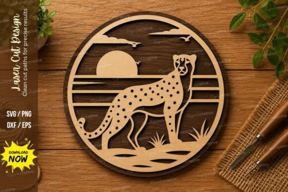 Cheetah Sunset SVG | Wildlife Laser Cut