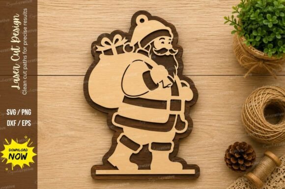 Classic Santa Claus Laser Cut SVG Design