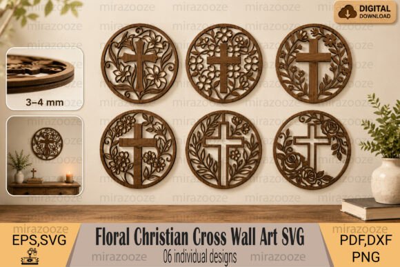 Create Faith-Inspired Floral Cross Wall Art with This SVG Bundle