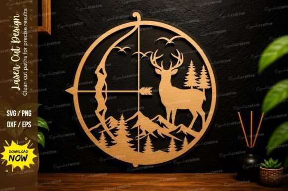Deer Compass Forest Laser Cut Svg Design