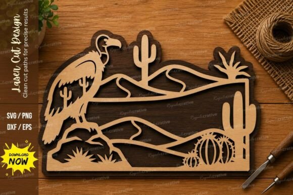 Desert Eagle Landscape SVG | Southwest Inspired Design
