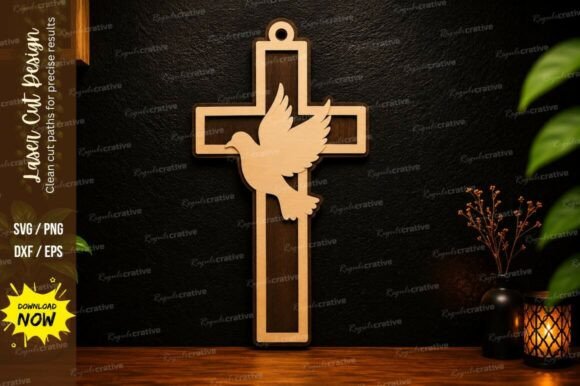 Dove Cross Laser Cut SVG Design: Elegant & Versatile