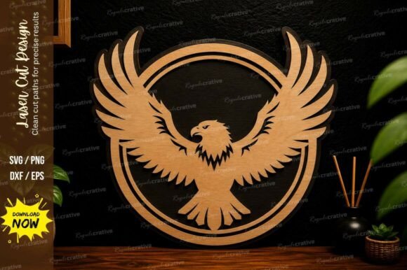 Eagle Wings Circle Laser Cut SVG Design
