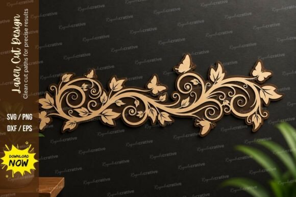 Elegant Butterfly Vine SVG for Laser Cutting Projects