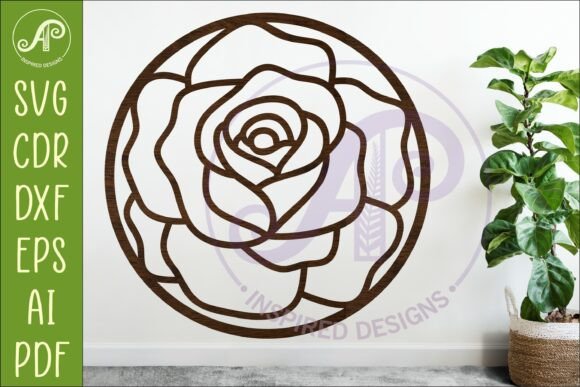 Elegant Rose Flower Wall Art SVG Sign for Crafting