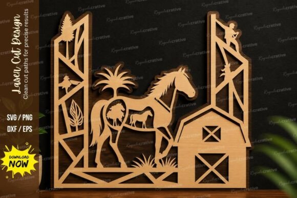 Farm Horse Barn Laser Cut SVG Design