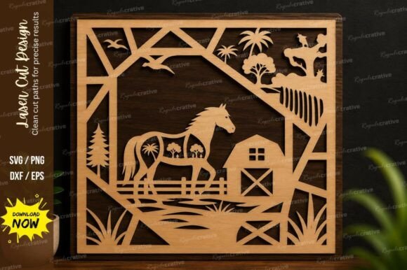 Farm Landscape Frame Laser Cut SVG: A Premium Design Asset