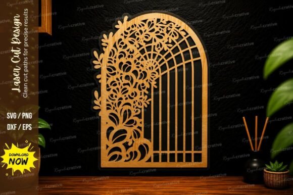 Floral Arch Window Laser Cut SVG Design for Elegant Projects