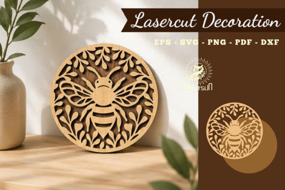 Floral Bee Lasercut Decoration SVG 1