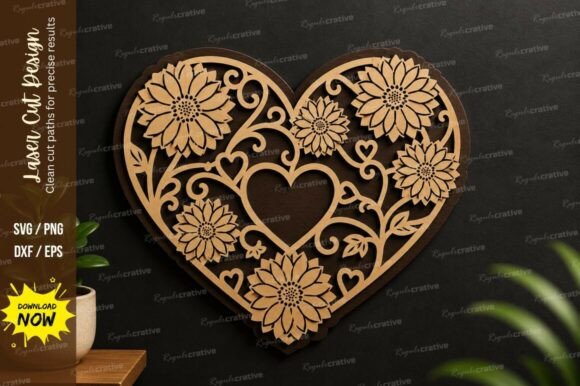 Floral Heart Laser Cut Svg Design