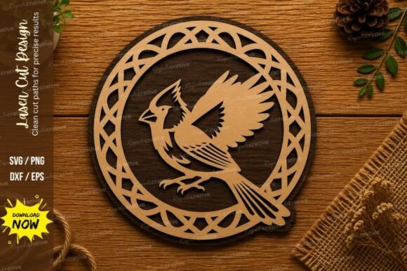Flying Bird Mandala SVG: Nature-Inspired Laser Design