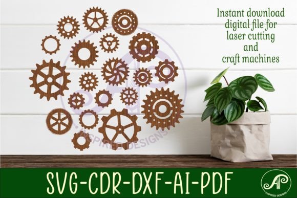 Gears Silhouette Laser Cut Shapes: 20 Creative SVG Designs