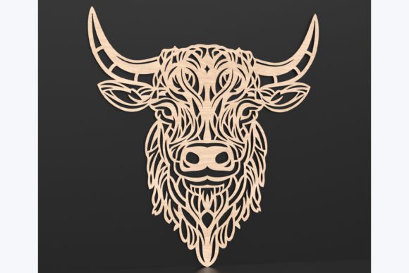 Geometric Highland Cow Wall Art: Laser Cut SVG Files