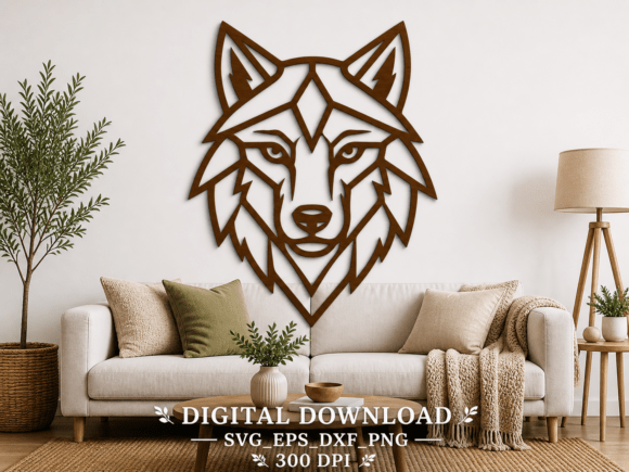 Geometric Wolf Wall Decor SVG Laser Cut