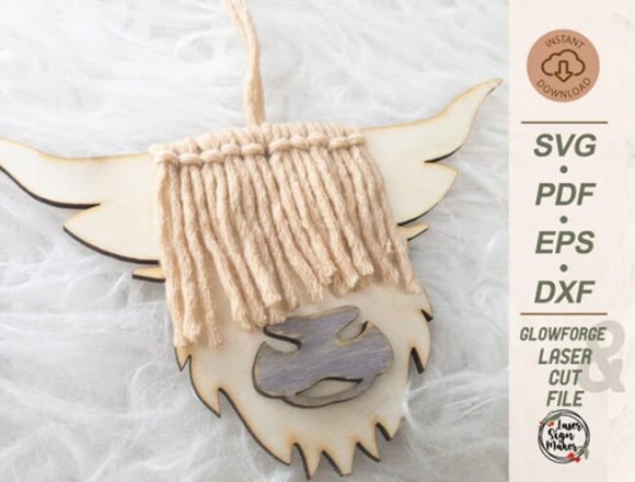 Highland Cow Car Charm Svg Macrame: A Unique Design Asset