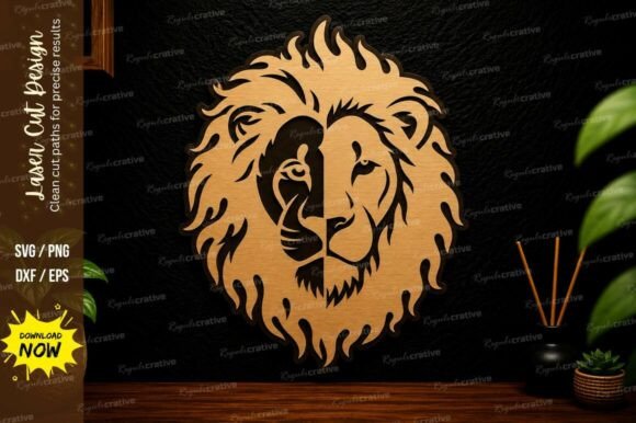 Majestic Lion Head Laser Cut SVG Design