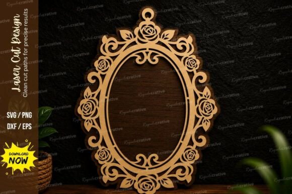 Oval Vintage Frame Laser Cut Svg Design