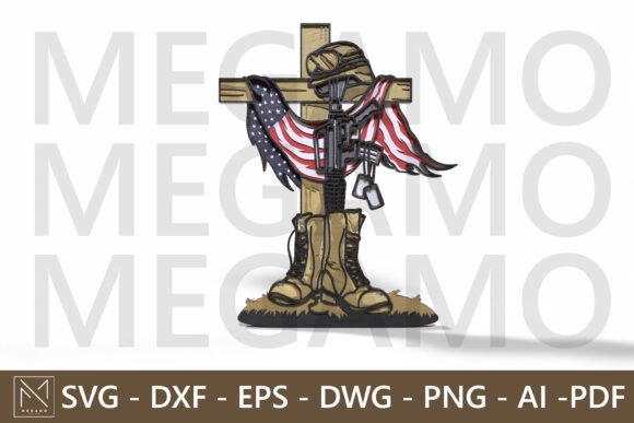 Patriotic Military Memorial Cross SVG Design