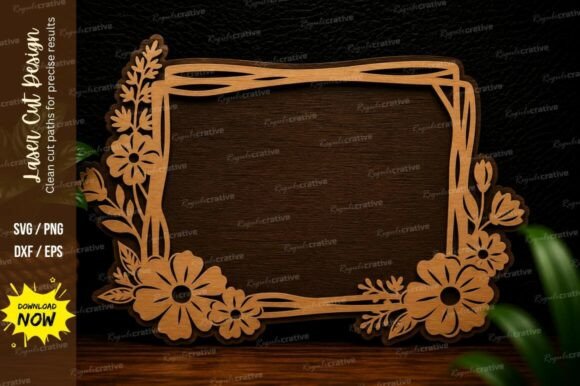 Rustic Floral Frame Laser Cut SVG Design