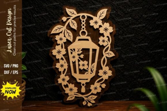 Rustic Lantern Wreath Laser Cut Svg
