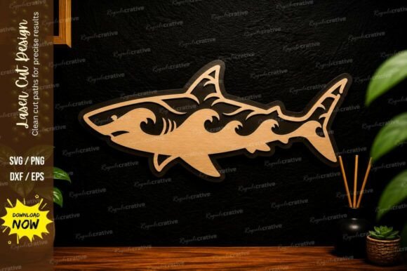 Shark Silhouette Laser Cut Svg Design