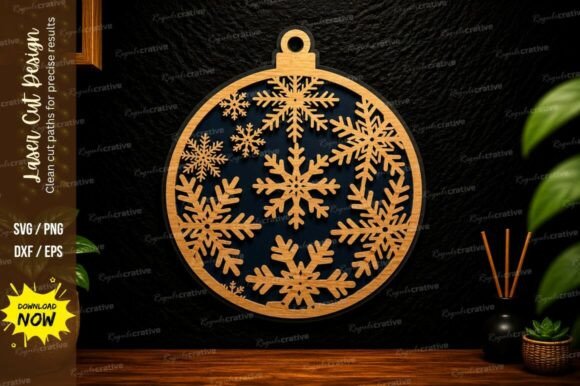 Snowflake Ornament Laser Cut SVG Design