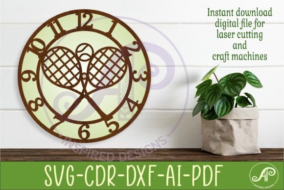 Tennis Theme Wall Clock SVG for Laser and CNC Projects