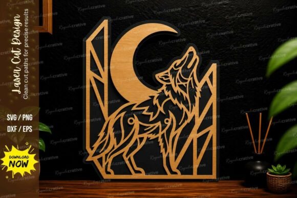 Wolf Moon Scene Laser Cut Svg Design